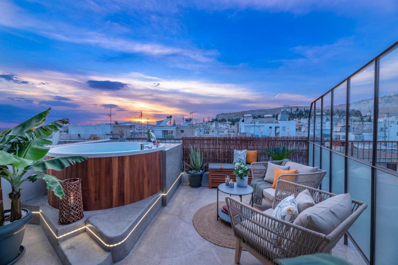 Topfloor Getaway Balcony&Hot Tub+Acropolis View Aten Exteriör bild